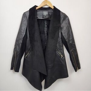 The Limited Black Mixed-Media Draped Jacket medium